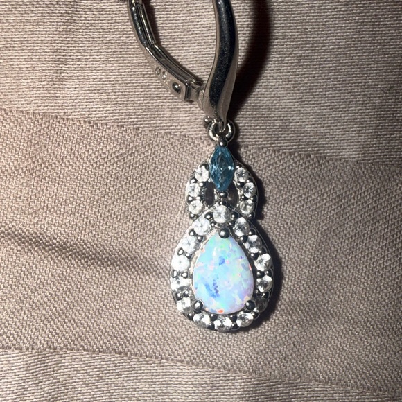 Opal and Topaz Sterling Silver earrings - Picture 7 of 11